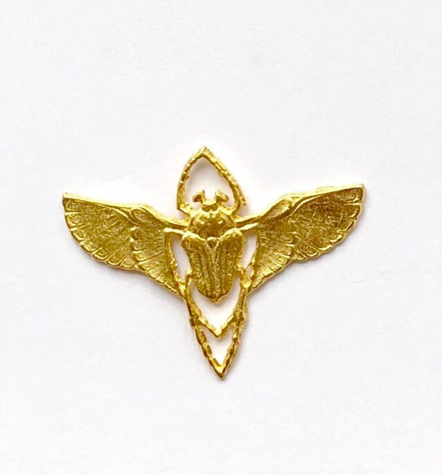 Scarab Charm, Gold Pendant, Scarab Necklace, Insect Charm, Pewter Charm, Britannium, Egyptian Jewelry, Beetle