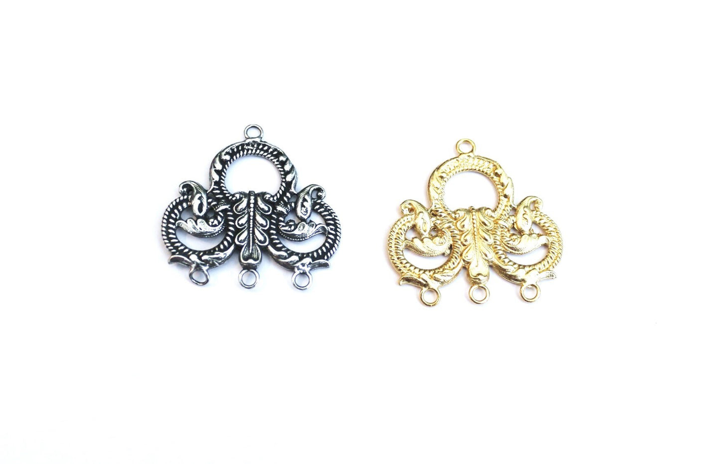 Gold Chandelier Component, Three Strand Connector, Multi Strand Component, Chandelier Earring, Jewelry Component, Divider Bar, Connector
