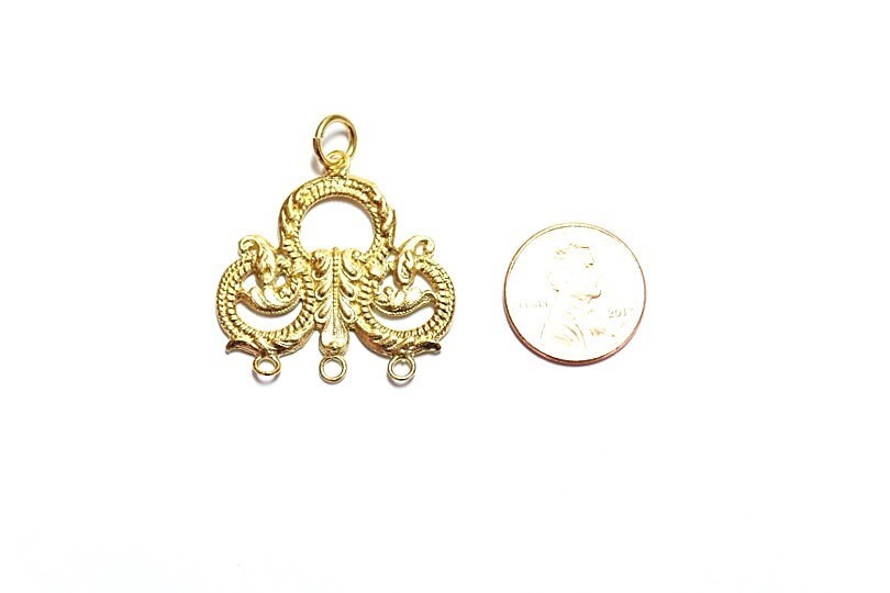 Gold Chandelier Component, Three Strand Connector, Multi Strand Component, Chandelier Earring, Jewelry Component, Divider Bar, Connector
