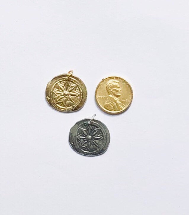 Wax Seal Charm, Flower Charm, Poinsettia Charm, Gold Charm, Silver Charm, SpringStreetStudios, Lisa Hammerlee