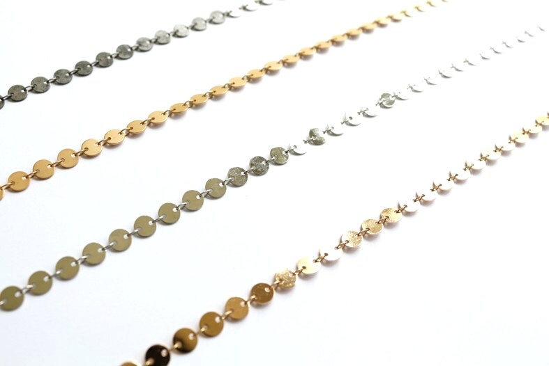 Sequin Chain By The Foot, Wholesale Chain, Bulk Chain, Jewelry Design, Jewelry Component, Jewelry Findings, Silver Chain, Circle Chain, Gold