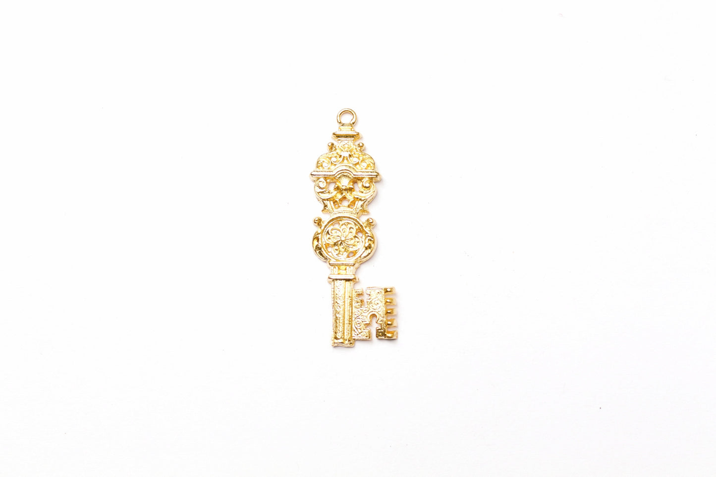Gold Key Charm, Skeleton Key, Key Pendant, Key Jewelry, Gold Key, Lock and Key, Vintage Charm, Steampunk Charm, Vintage Jewelry, Finding