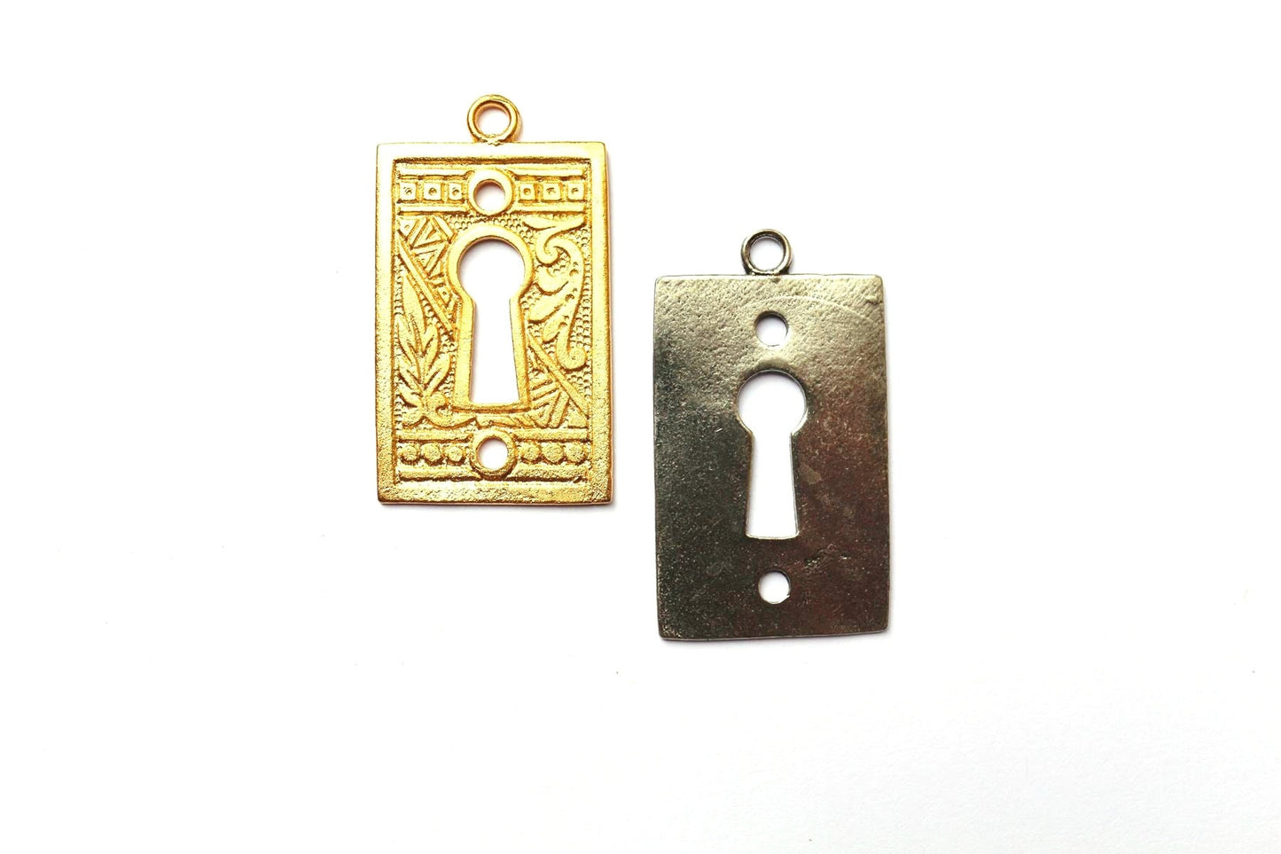 Lock and Key Pendant, Lock Charm, Lock Jewelry, Steampunk Charm, Gold Lock, Gold Pendant, Steampunk Jewelry, Keyhole Charm, Lock Pendant