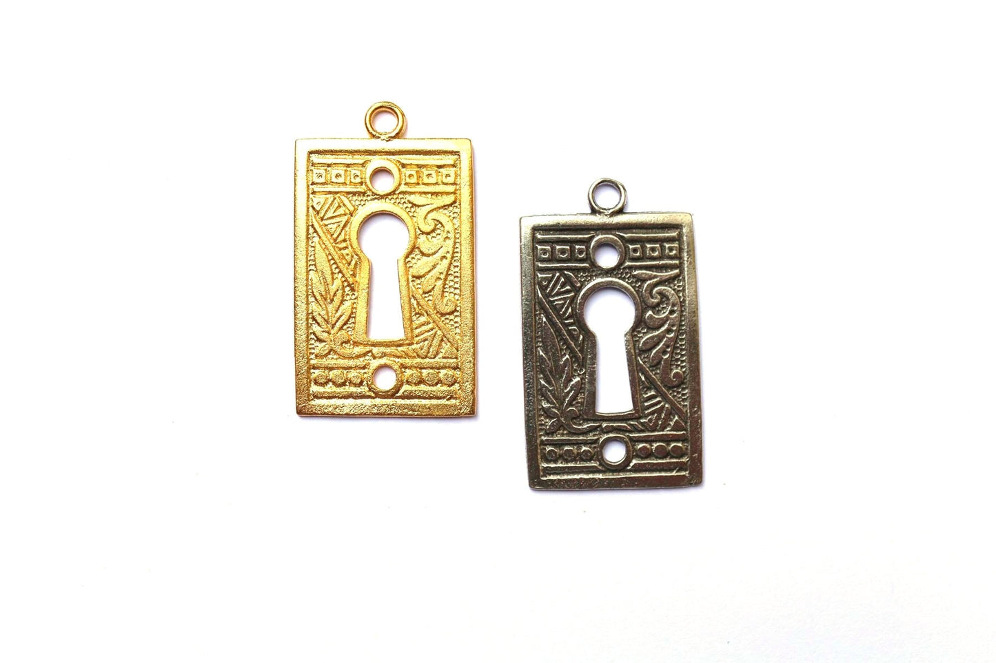 Lock and Key Pendant, Lock Charm, Lock Jewelry, Steampunk Charm, Gold Lock, Gold Pendant, Steampunk Jewelry, Keyhole Charm, Lock Pendant