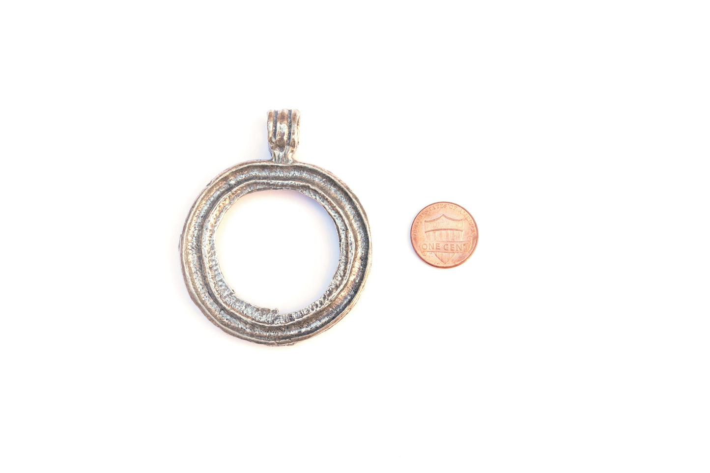 Doughnut Pendant, Medallion Pendant, Large Pendant, Silver Pendant, Statement Pendant, Jewelry Making, Circle Pendant