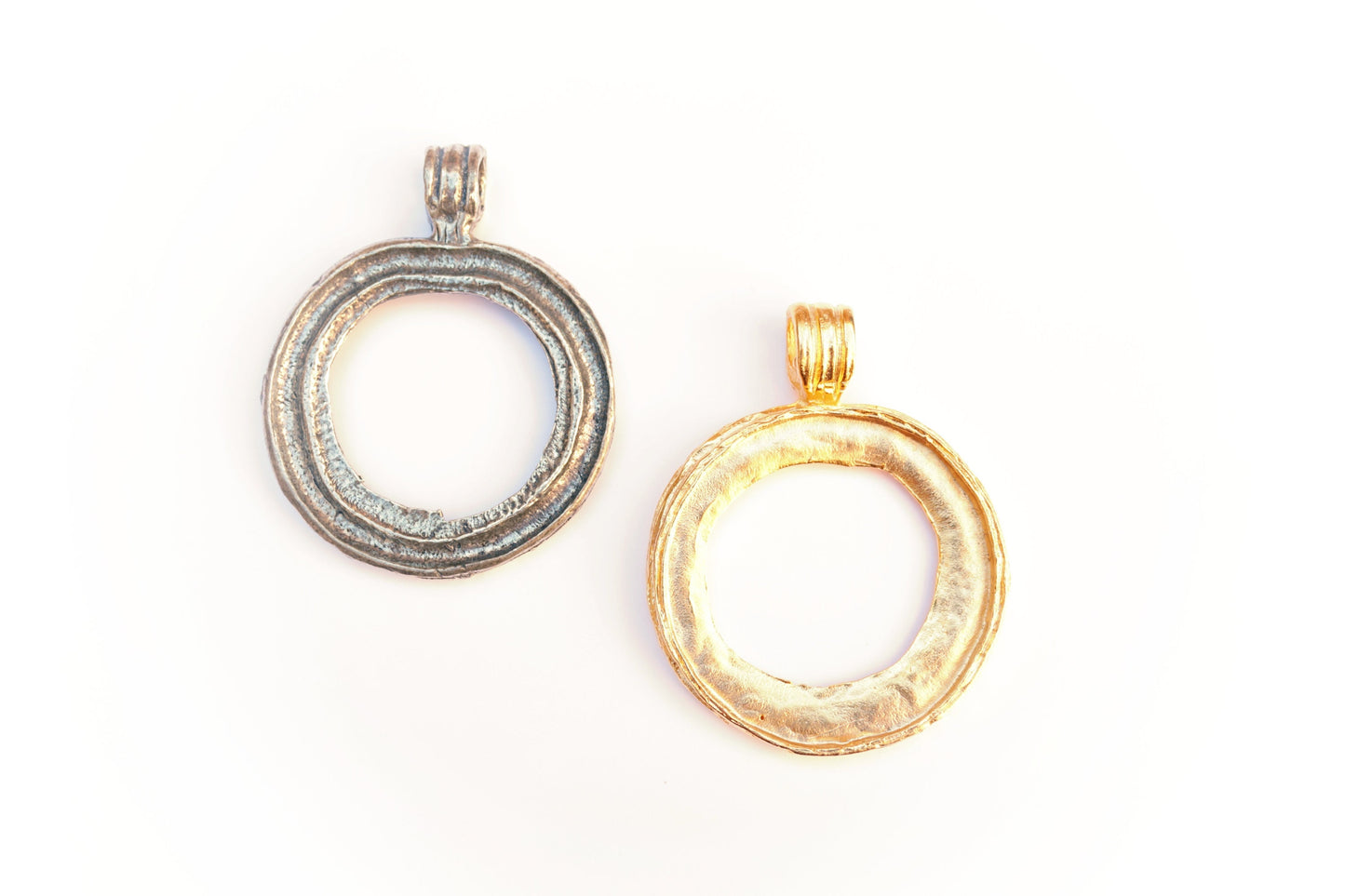 Doughnut Pendant, Medallion Pendant, Large Pendant, Silver Pendant, Statement Pendant, Jewelry Making, Circle Pendant