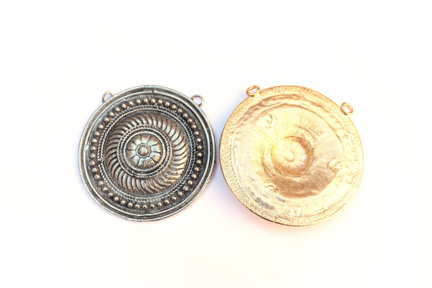 Gold Medallion Pendant, Shield Pendant, Large Pendant, Gold Statement Pendant, Statement Pendant, Jewelry Making, Disk Pendant, Antique Disk