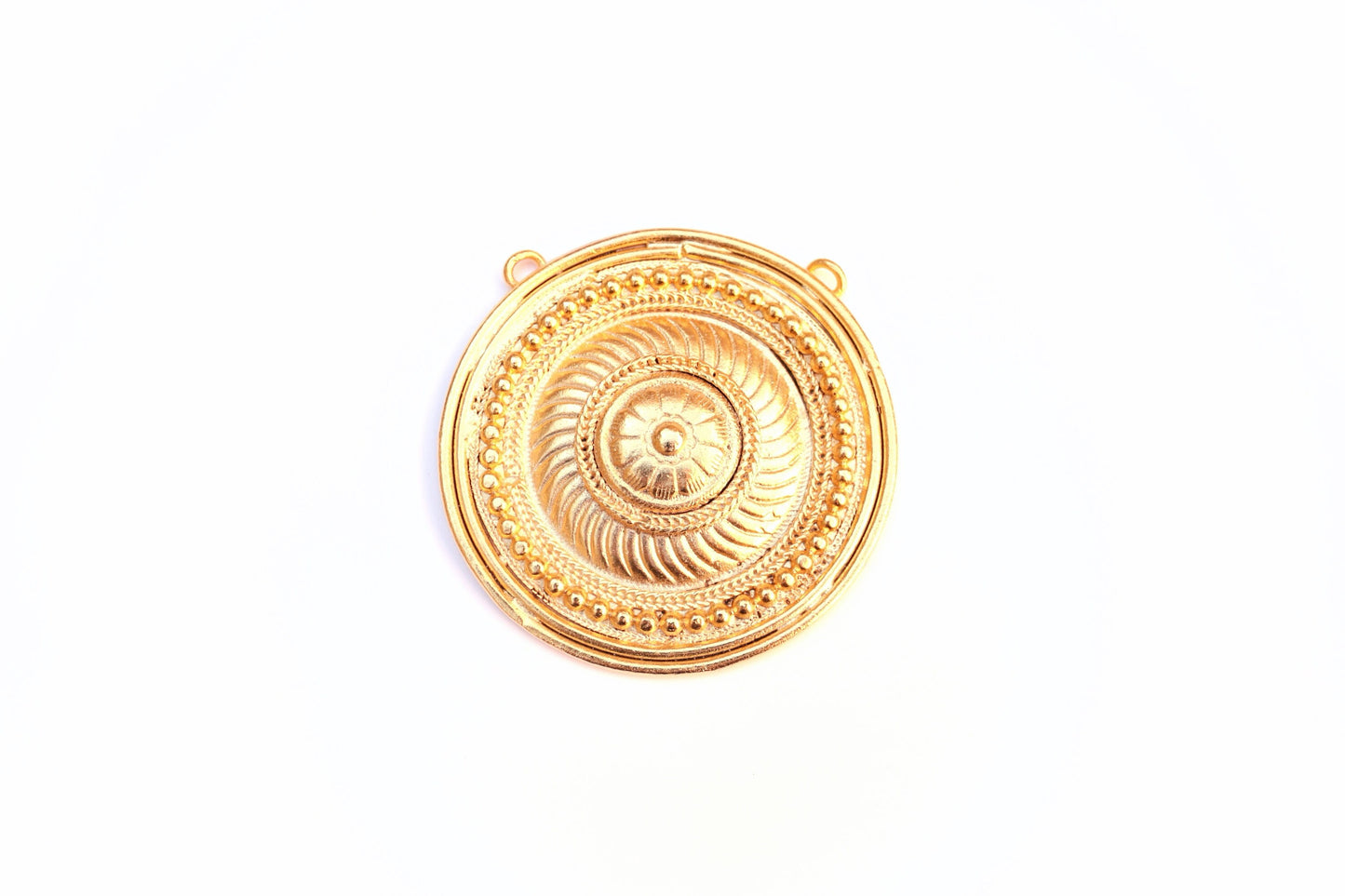 Gold Medallion Pendant, Shield Pendant, Large Pendant, Gold Statement Pendant, Statement Pendant, Jewelry Making, Disk Pendant, Antique Disk