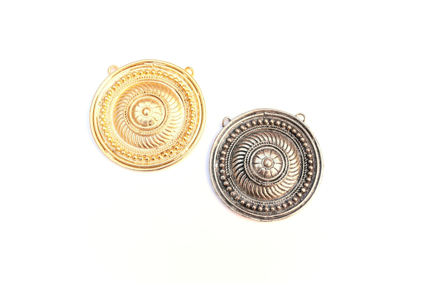 Gold Medallion Pendant, Shield Pendant, Large Pendant, Gold Statement Pendant, Statement Pendant, Jewelry Making, Disk Pendant, Antique Disk