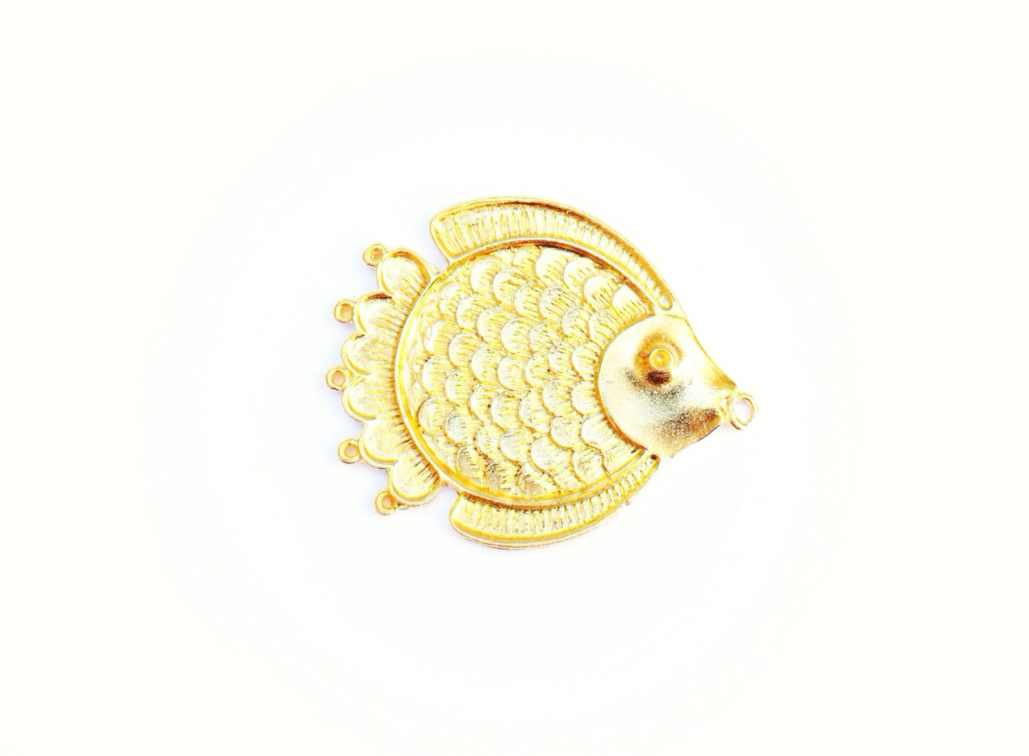 Gold Fish Pendant, Gold Medallion Pendant, Multi Strand Component, Large Pendant, Gold Pendant, Ocean Necklace, Beach Jewelry, Statement