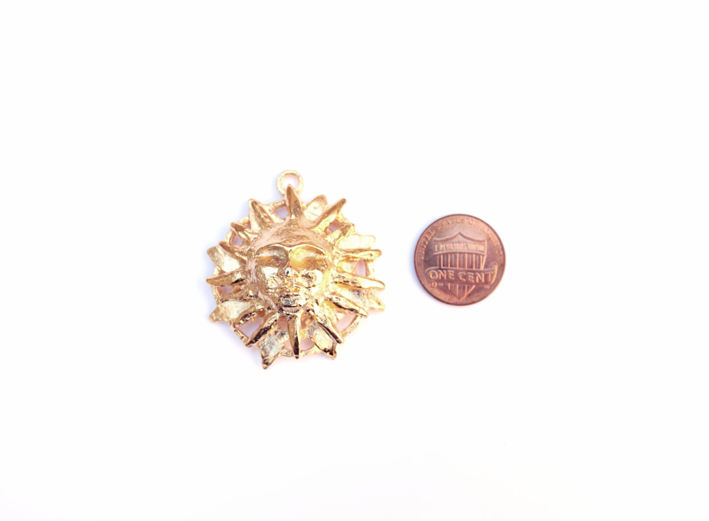 Gold Sun Pendant, Celestial Pendant, Celestial Jewelry, Planet Charm, Gold Pendant, Space Jewelry, Sunshine Charm, Statement Pendant, Solar