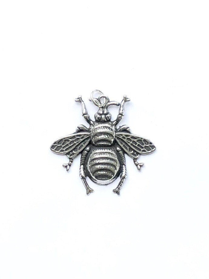 Bee Charm, Bumblebee, Queen Bee, Gold Charm, Silver Charm, Britannium, Honeybee, Bumble Bee, Pewter Charm, Bee Pendant