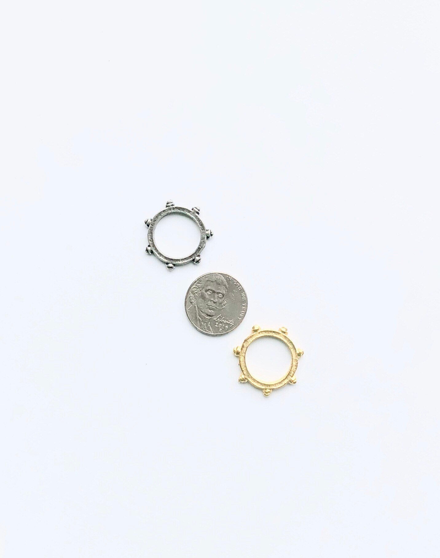 Gold Ring, Connector, Gold Enhancer, Gold Connector, Gold Ring Charm, Britannium Ring, Textured Ring, Pewter Connector, Circle