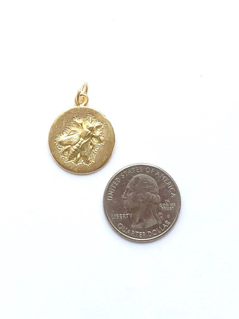 Bee Charm, Bumblebee, Queen Bee, Gold Charm, Silver Charm, Britannium, Honeybee, Coin Jewelry, Pewter Charm, Bumble Bee, Charm Bracelet