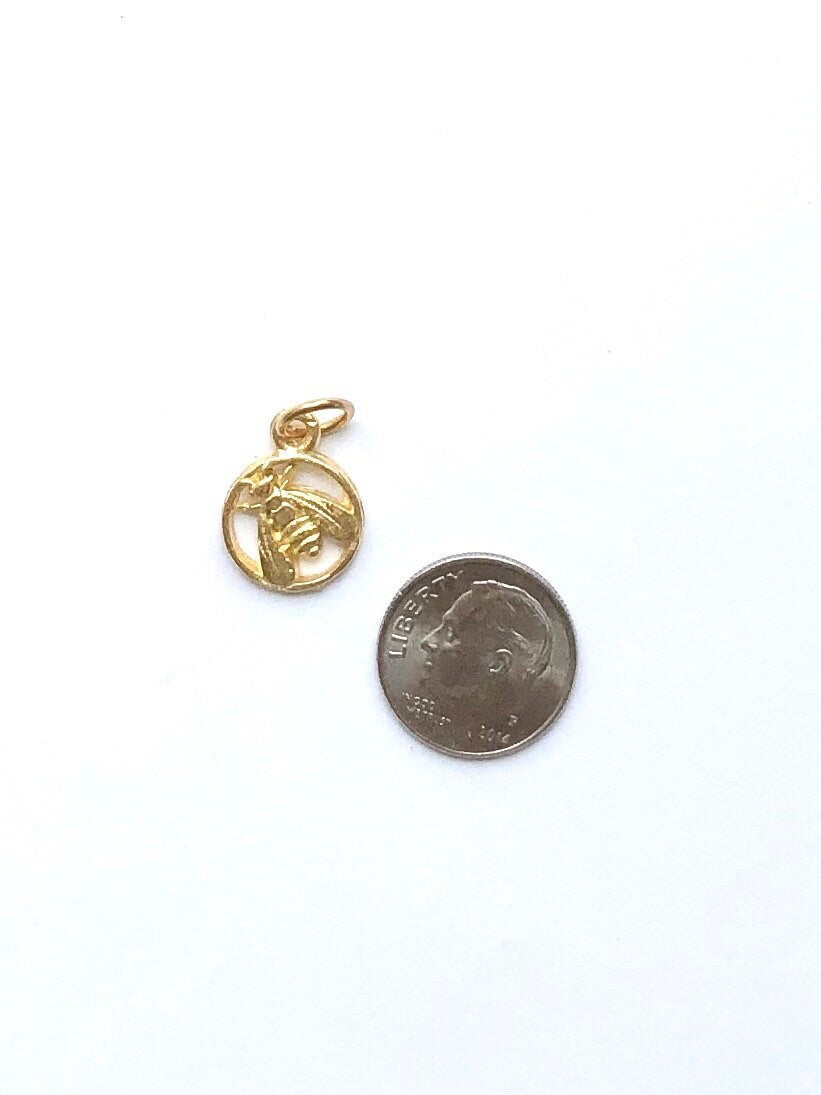 Bee Charm, Bumblebee, Queen Bee, Gold Charm, Silver Charm, Bee Pendant, Honeybee, Bumble Bee, Pewter Charm, Bee Pendant, Bee Coin
