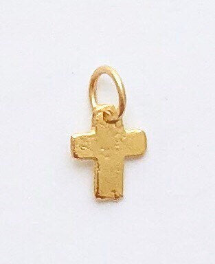 Little Hammered Cross, Cross Charm, Pewter Charm, Gold Cross, Gold Charm, Silver Pendant, Silver Charm, Crucifix, Charm Bracelet, Communion