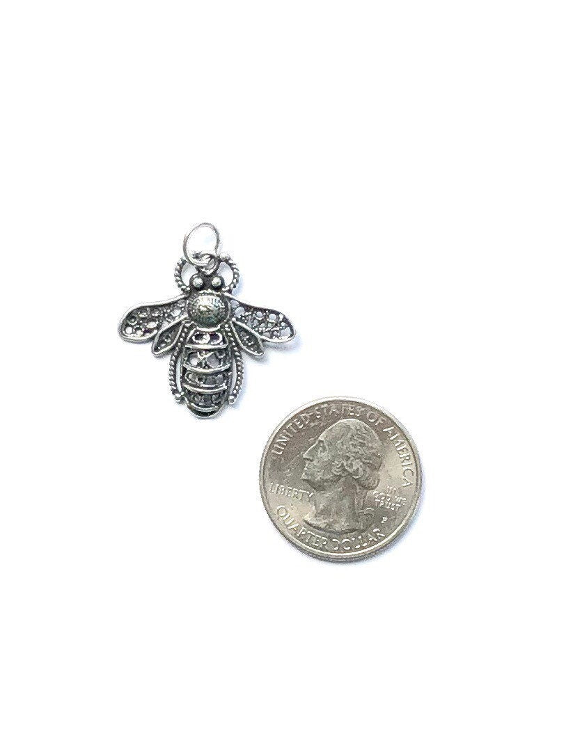 Bee Charm, Bumblebee, Queen Bee, Gold Charm, Silver Charm, Britannium, Honeybee, Pewter Charm, Bee Pendant