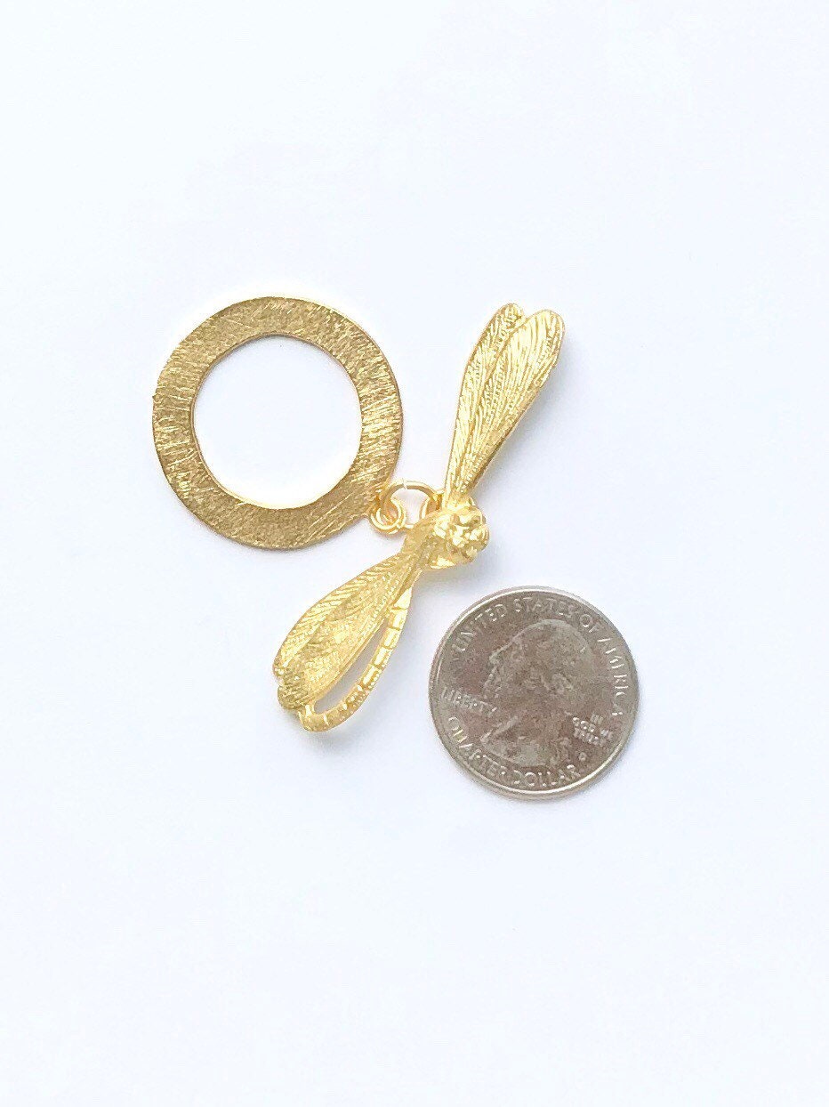 Dragonfly Toggle Clasp, Gold Toggle, Pewter Toggle, Dragonfly, Gold Clasp, Toggle Clasp, Britannium Clasp, Pewter, Gold Charm