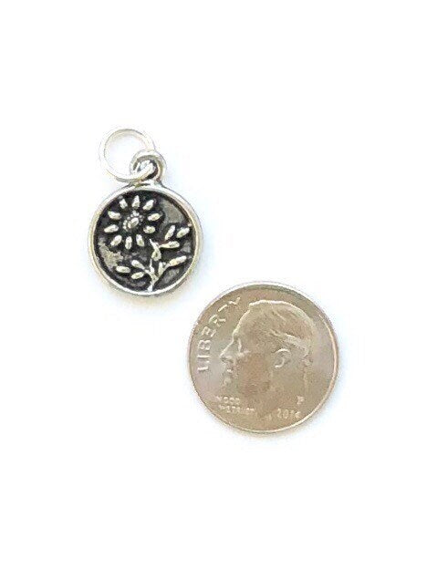 Daisy Charm, Garden Charm, Flower Charm, Nature Charm, Charm Bracelet, Gold Charm, Silver Charm, Lisa Hammerlee, Coin Jewelry, Tiny Flower