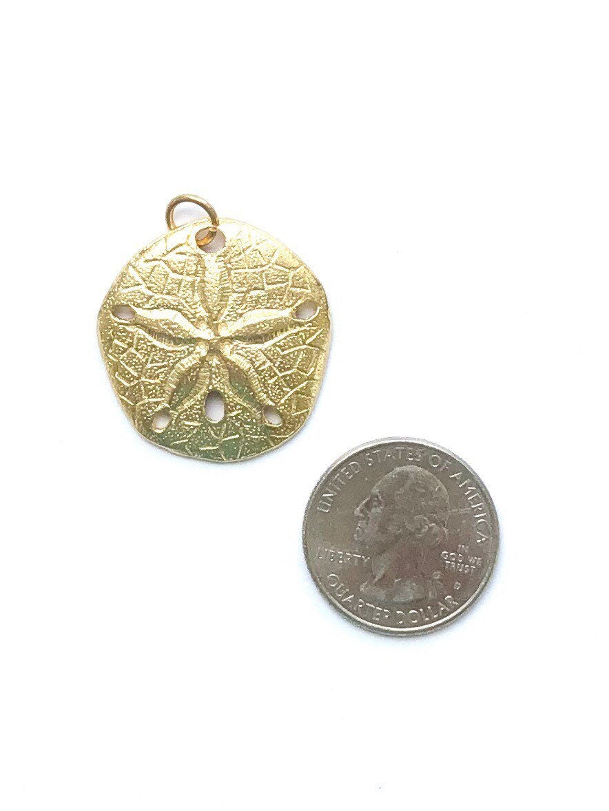 Gold Sand Dollar Charm, Beach Jewelry, Nautical, Shell Pendant, Sand Dollar Charm, Gold Charm, Sand Dollar Pendant, Sandollar