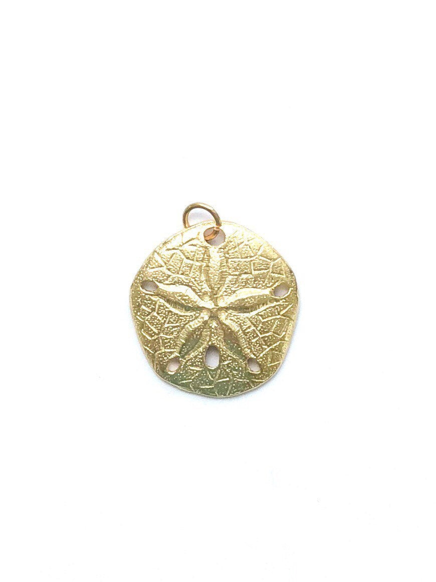 Gold Sand Dollar Charm, Beach Jewelry, Nautical, Shell Pendant, Sand Dollar Charm, Gold Charm, Sand Dollar Pendant, Sandollar
