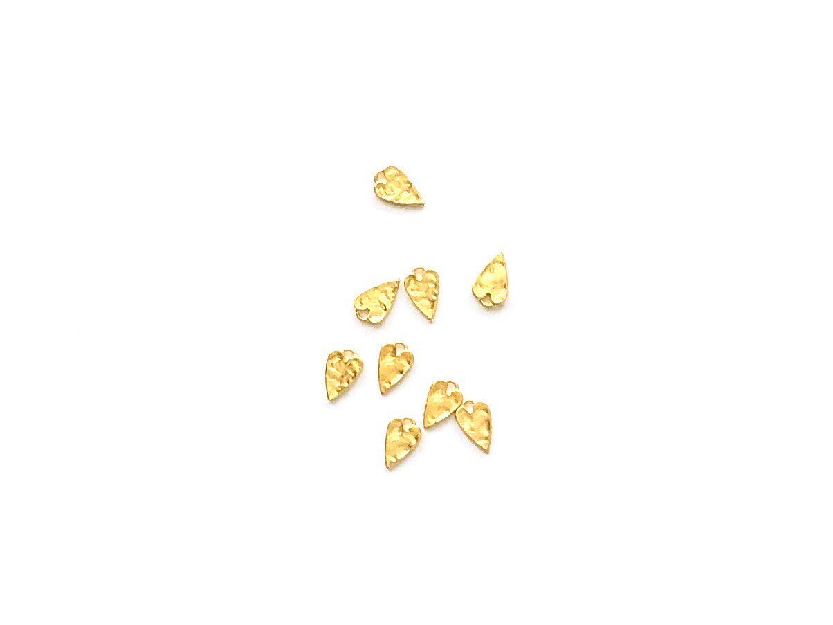 Tiny Hammered Heart, Heart Charm, Charm Bracelet, Valentine Heart, Gold Charm, Gold Pendant, Jewelry Component