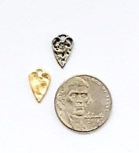 Tiny Hammered Heart, Heart Charm, Charm Bracelet, Valentine Heart, Gold Charm, Gold Pendant, Jewelry Component