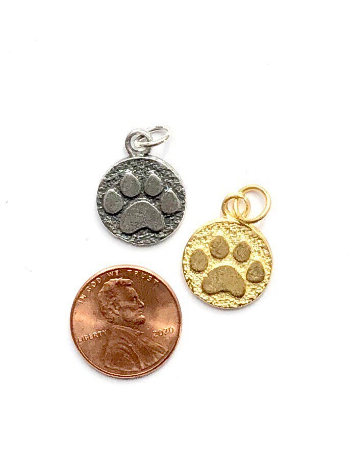 Paw Print, Animal Track, Pet Print, Clemson, Cat Print, Dog Print, Animal Print, Gold Charm, Silver Charm, Animal Pendant