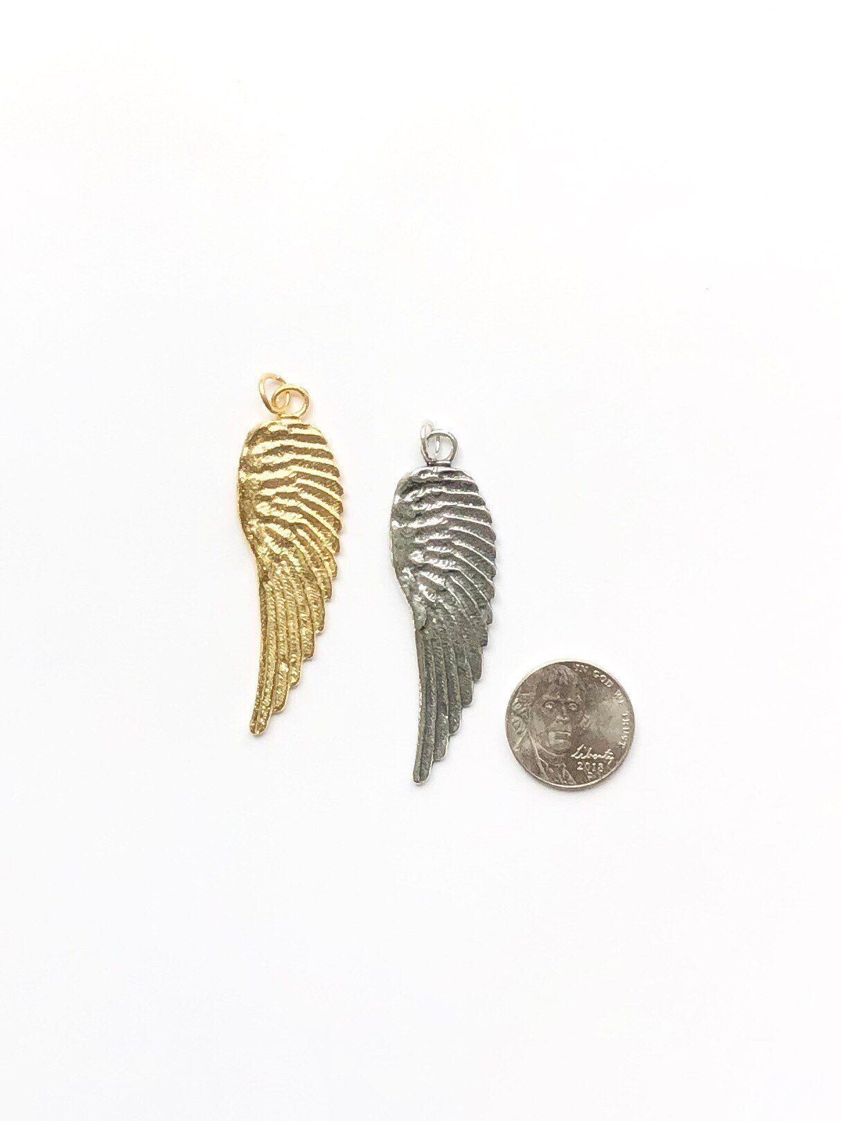 Wing Charm, Gold Wing, Silver Wing, Bird Wing, Wing Pendant, Jewelry Design, Wing Necklace, Pewter Wing, Angel Pendant
