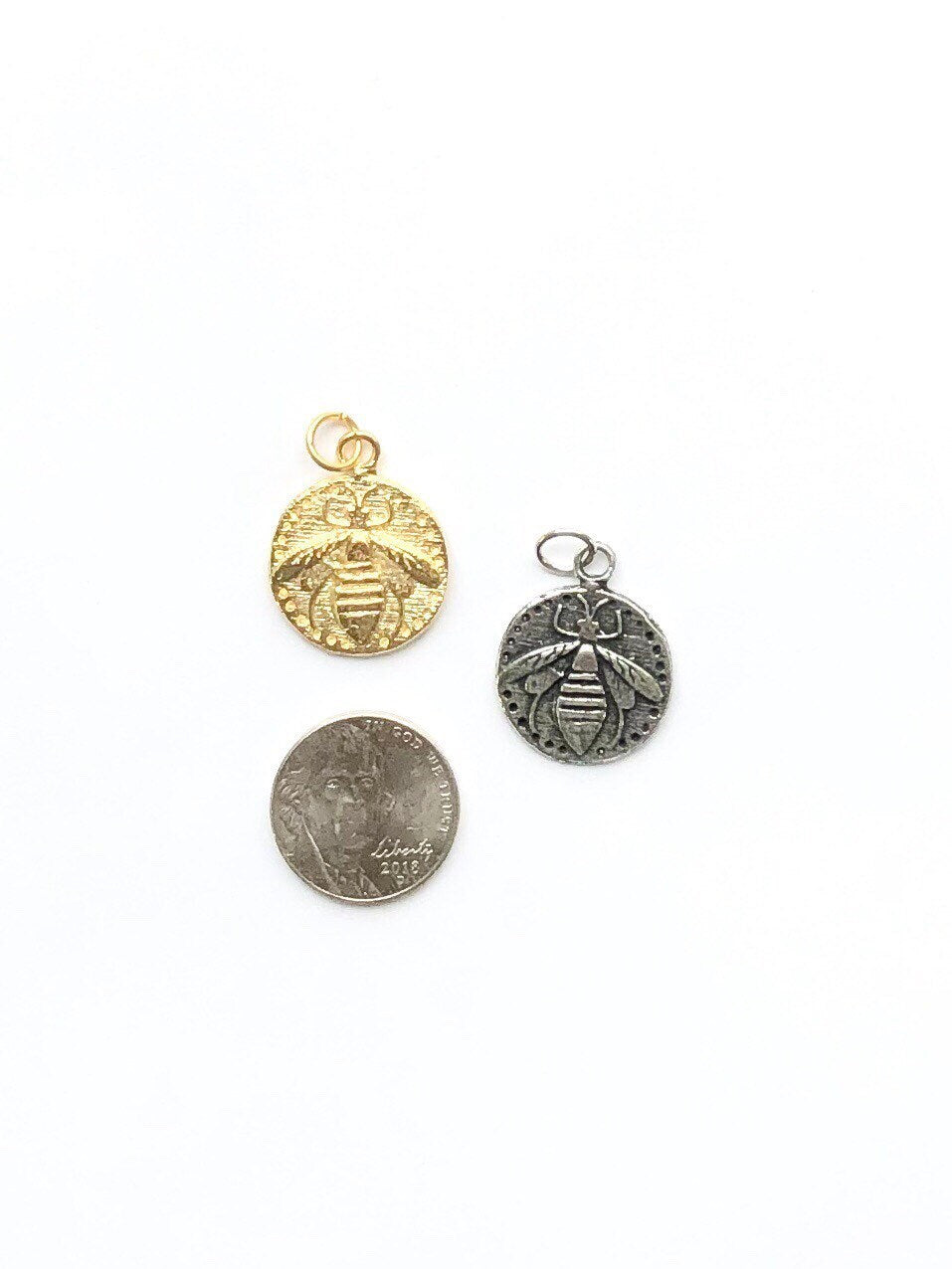 Gold Bee Charm, Bumblebee Charm, Queen Bee, Gold Charm, Silver Charm, Honeybee, Bee Jewelry, Bee Pendant, Jewelry Making, Pewter Charm