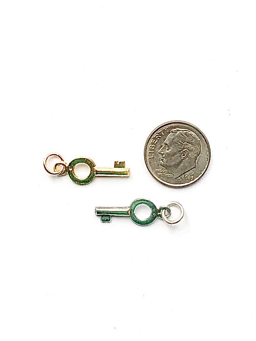 Tiny Key Charm, Silver Key, Gold Key, Lock, Charm Bracelet, Key Pendant, Delicate Key, Vintage Key, Vintage Charm, Lock and Key, Cute Key
