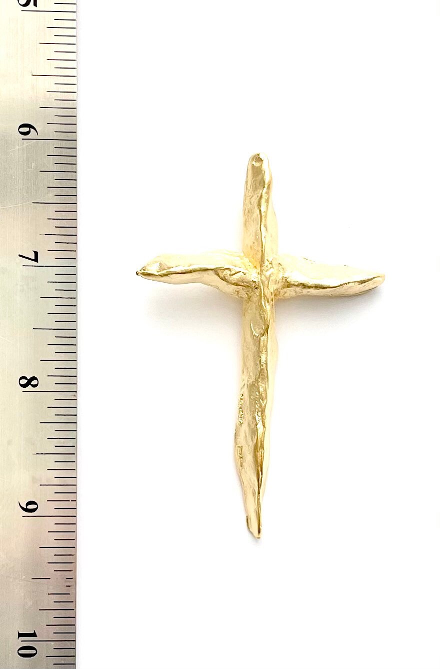 Large Gold Cross, Organic Cross, Cross, Gold Cross, Gold Charm, Silver Pendant, Silver Charm, Crucifix, Religious Charm