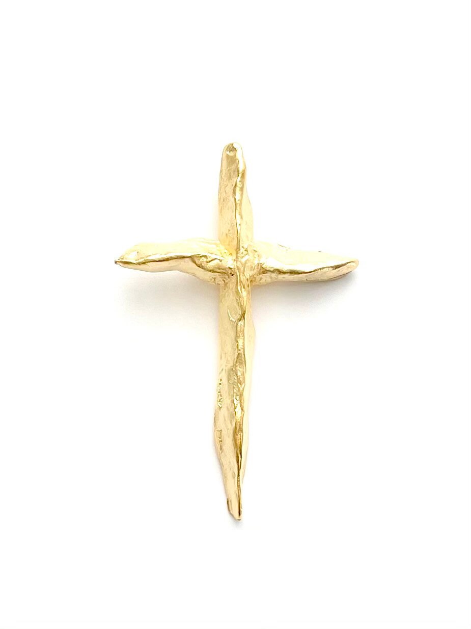 Large Gold Cross, Organic Cross, Cross, Gold Cross, Gold Charm, Silver Pendant, Silver Charm, Crucifix, Religious Charm