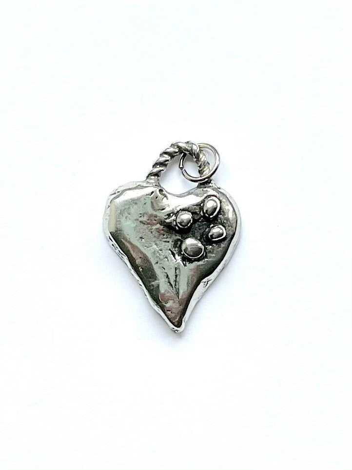 Heart Charm, Heart Earrings, Silver Heart, Charm Bracelet, Silver Charm, Organic Heart, Handmade Heart, Heart Pendant, Valentine Heart