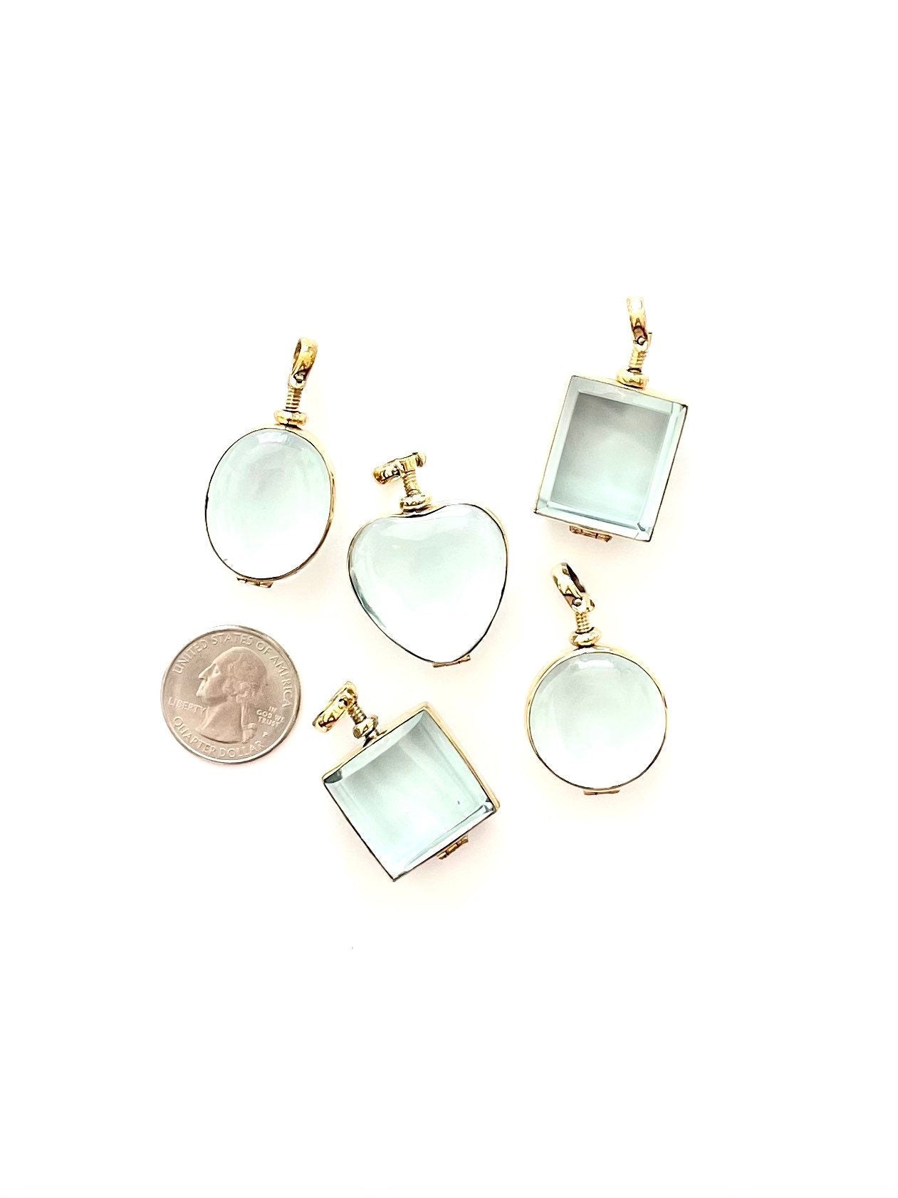 Gold Locket, Round Locket, Oval Locket Glass Pendant, Glass Charm, Rectangle Locket, Square Locket, Mother's Day, Brass Locket, Heart Locket