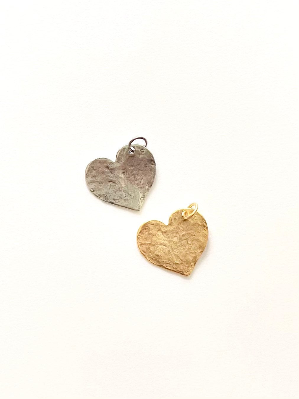 Hammered Heart, Charm Bracelet, Valentine Heart, Gold Charm, Gold Pendant, Jewelry Component, Gold Heart, Silver Heart