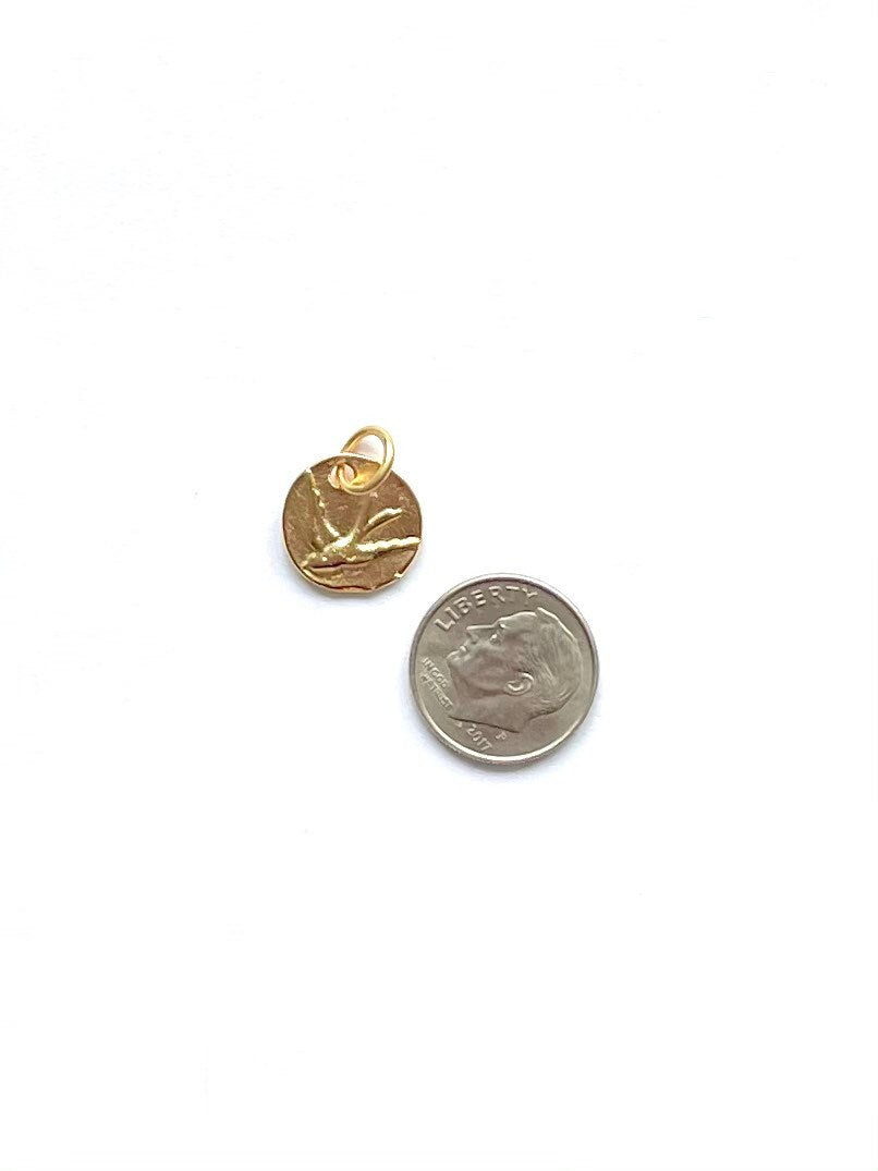 Swallow Charm, Bird Charm, Bird Pendant, Swallow Pendant, Gold Charm, Charm Bracelet, Gold Bird, Bird Jewelry