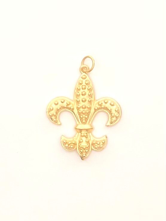 Gold Fleur de Lis Charm, NOLA Jewelry, New Orleans Fleur De Lis, Charm Bracelet, Pewter Charm, Gold Charm, French Pendant, Vintage Charm