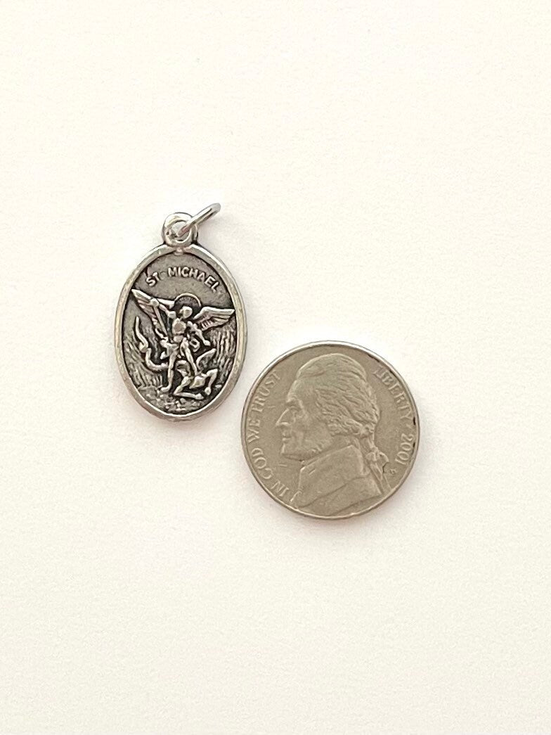 Guardian Angel Charm, St Michael Pendant, Religious Medallion, Religious Medal, Christian Jewelry, Baptism Gift, Religious Jewelry, Bible