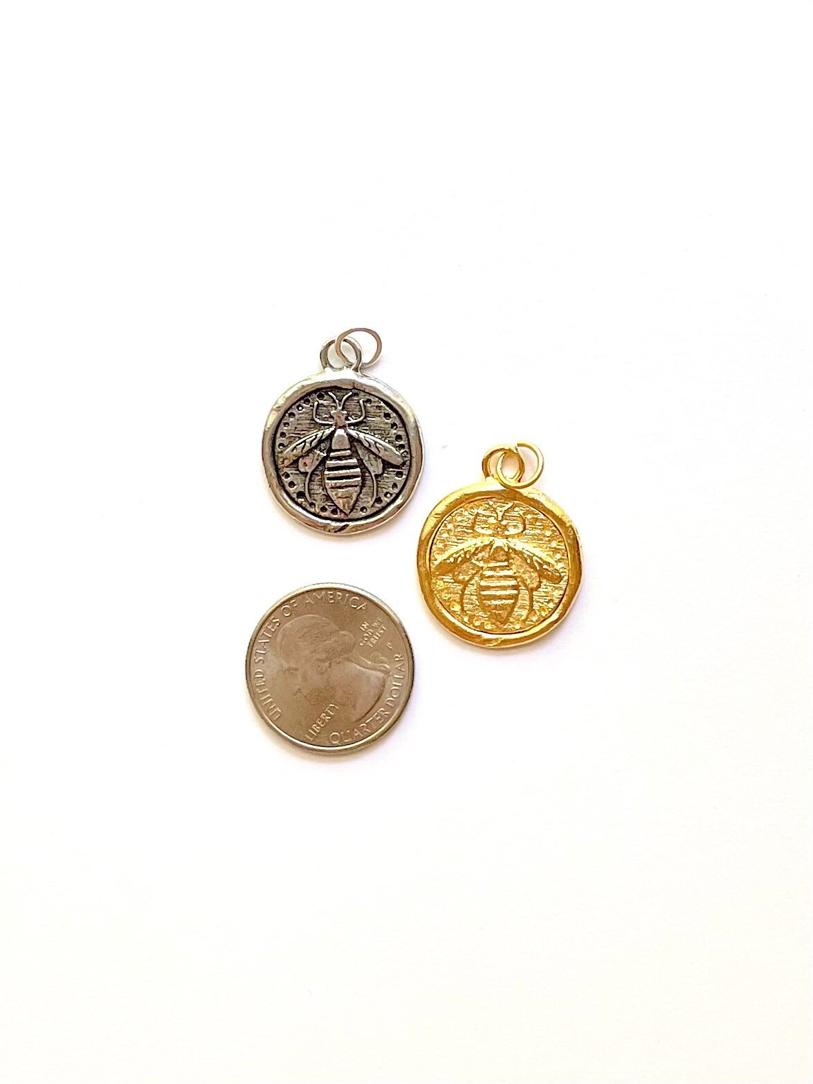 Bee Charm, Bumblebee, Queen Bee, Gold Charm, Silver Charm, Bee Pendant, Honeybee, Bumble Bee, Bee with a rim