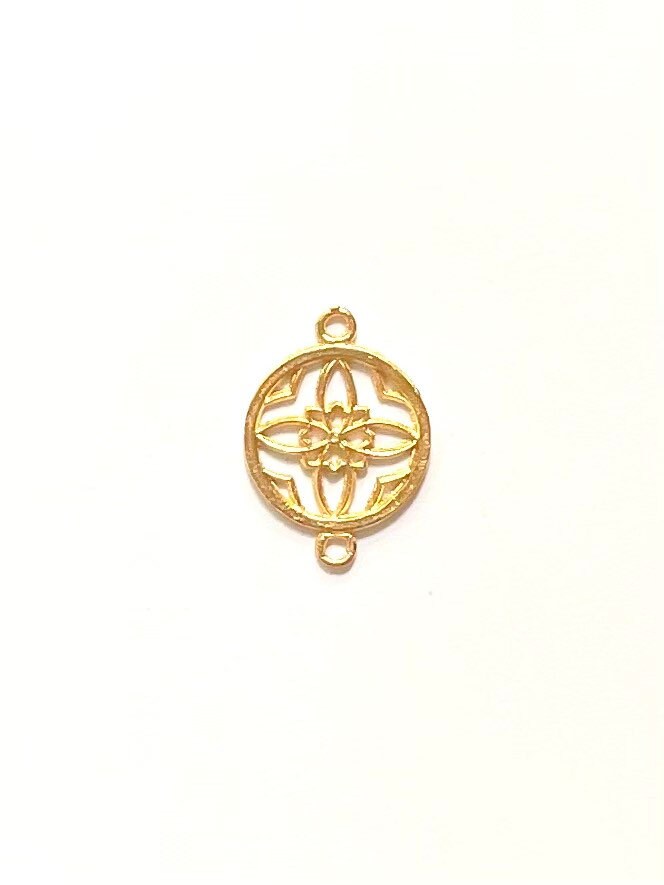 Gold connector, circle connector, round connector, earring component, round pendant, gold pendant