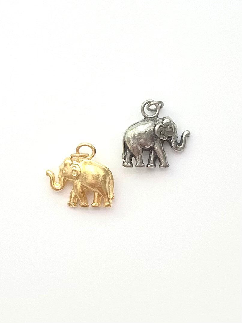 Elephant Charm, Circus Charm, Good Luck Charm, Gold Pendant, Gold Charm, Gold Elephant, Silver Elephant