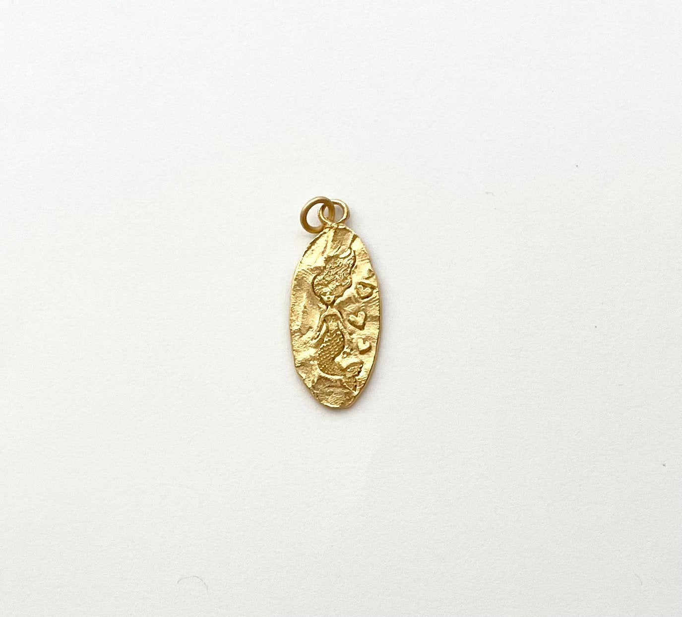 Mermaid with Hearts, Gold Mermaid Charm, Mermaid Jewelry, Gold Charm, Charm Bracelet, Nautical Charm, Beach Jewelry, Mermaid Pendant