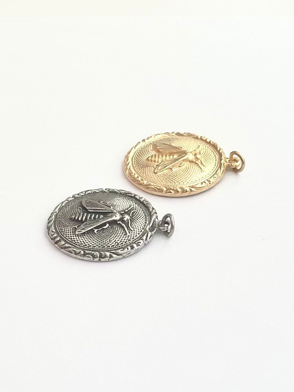 Gold Bee Coin Charm, Bumblebee, Queen Bee, Gold Charm, Honeybee, Coin Jewelry, Bee Jewelry, Bee Jewelry, Bee Necklace, Bee Pendant, Gold Bee