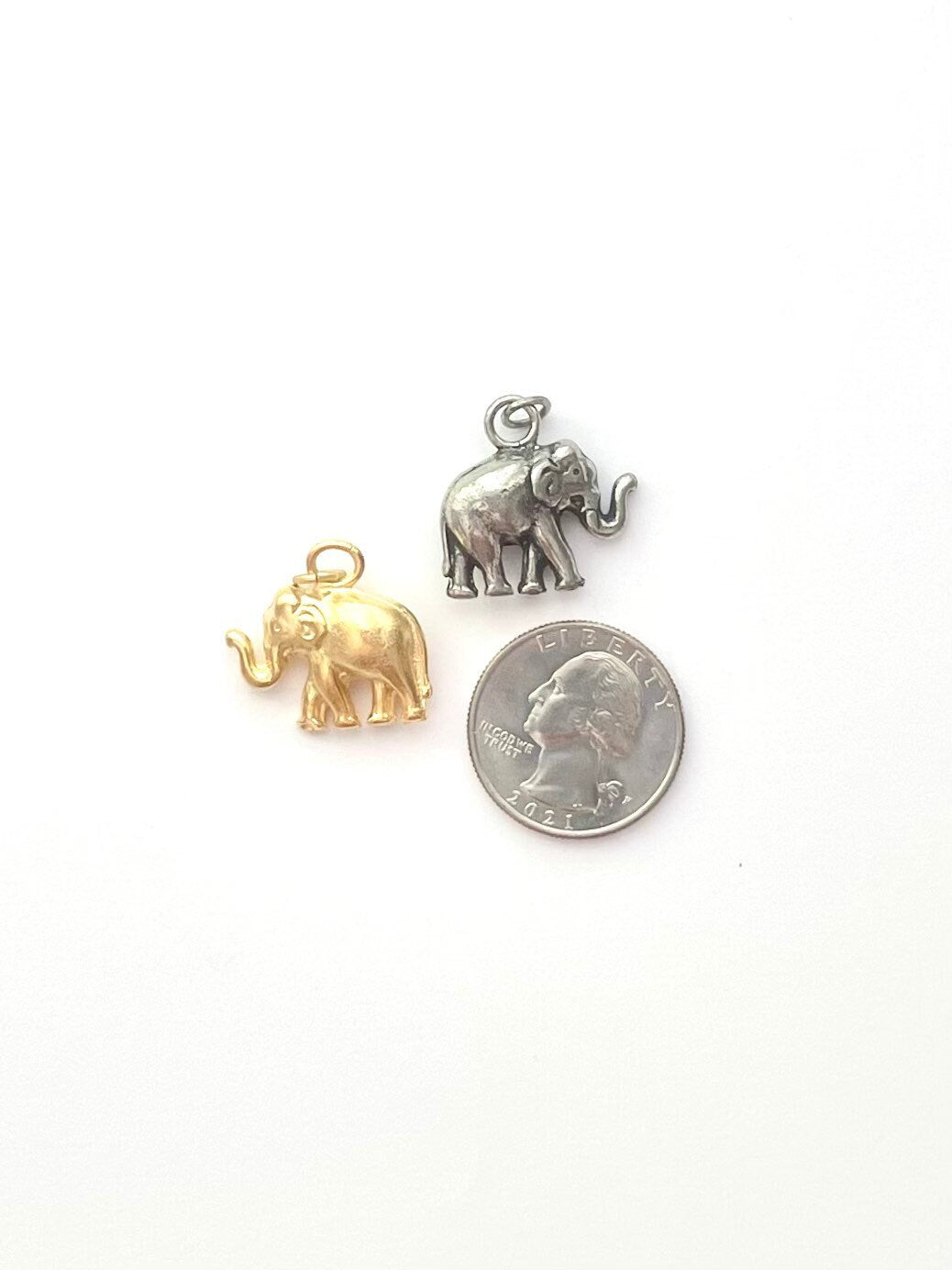 Elephant Charm, Circus Charm, Good Luck Charm, Gold Pendant, Gold Charm, Gold Elephant, Silver Elephant