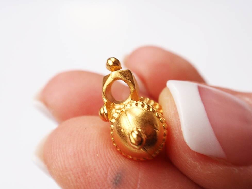 Tribal Gold Bead, Gold Charm, Silver Charm, Britanium, Pewter Charm, Gold Jewelry, Bali, Tribal Earrings, Tribal Necklace, Gold Bead