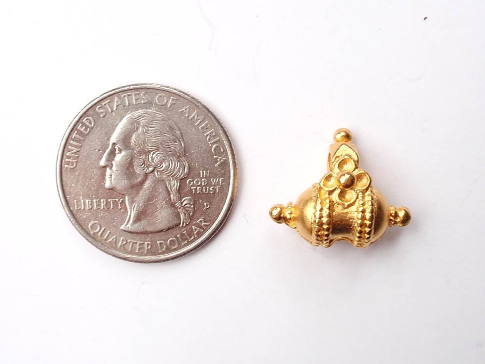 Tribal Gold Bead, Gold Charm, Silver Charm, Britanium, Pewter Charm, Gold Jewelry, Bali, Tribal Earrings, Tribal Necklace, Gold Bead