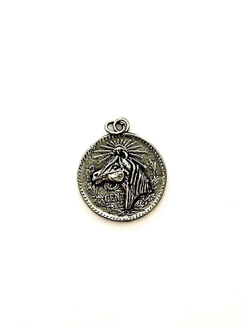 Horse Coin Pendant, Horse Head Pendant, Silver Horse Pendant, Statement Horse Pendant, Equestrian Pendant, Horse Pendant nt