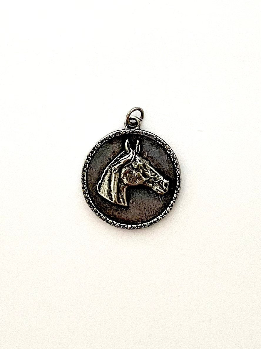 Horse Pendant, Horse Coin Pendant, Horse Head Pendant, Gold Horse Pendant, Statement Horse Pendant, Equestrian Jewelry