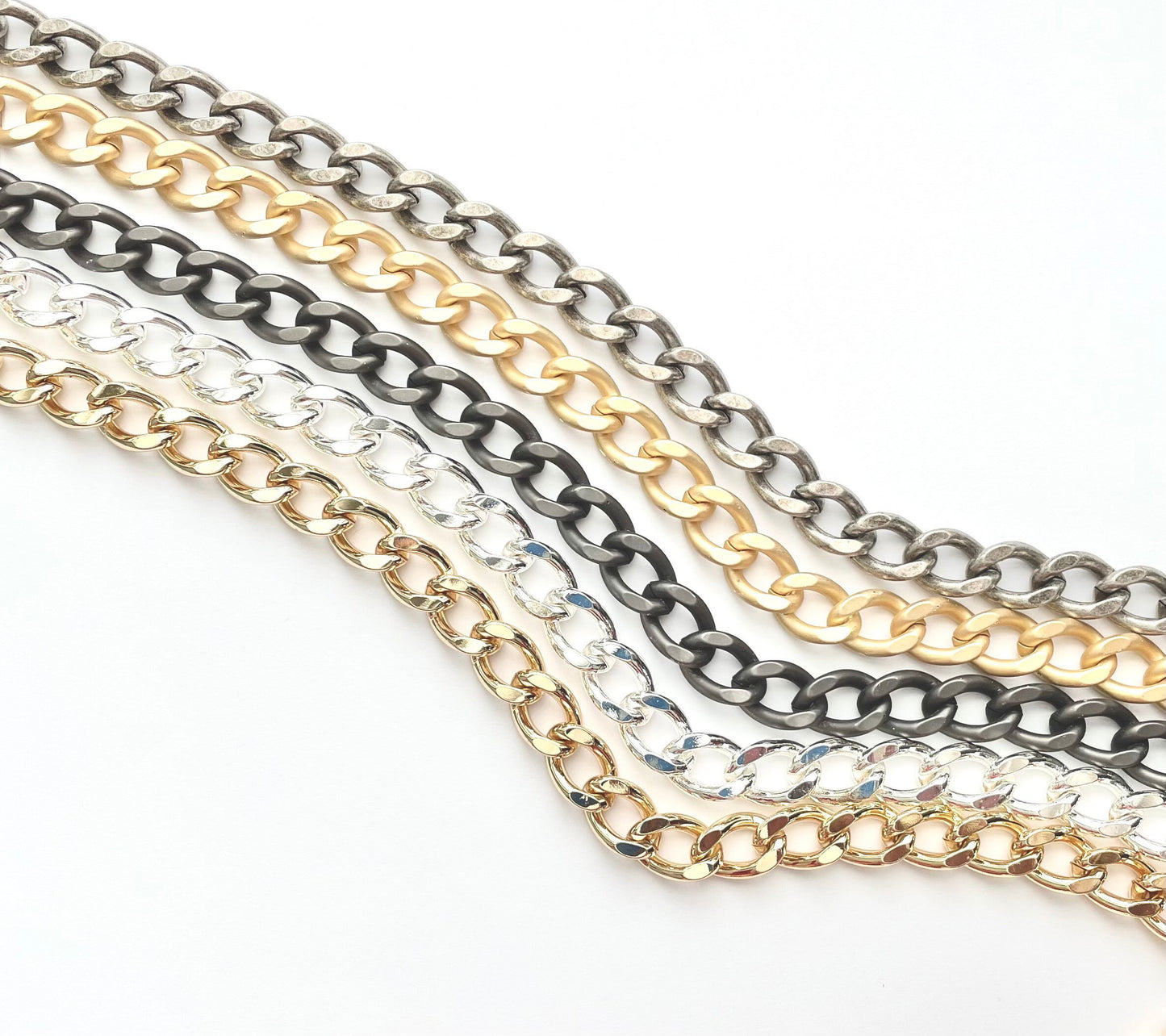 Large Curb Chain, Flattened Curb Chain, Chain by the Foot, Gold Chain, Silver Chain, Jewelry Design, Wholesale Chain, Bulk Chain